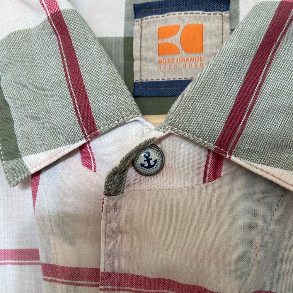 Hugo Boss Orange Label Plaid Button Down Short Sleeve Shirt XL - Picture 7 of 11